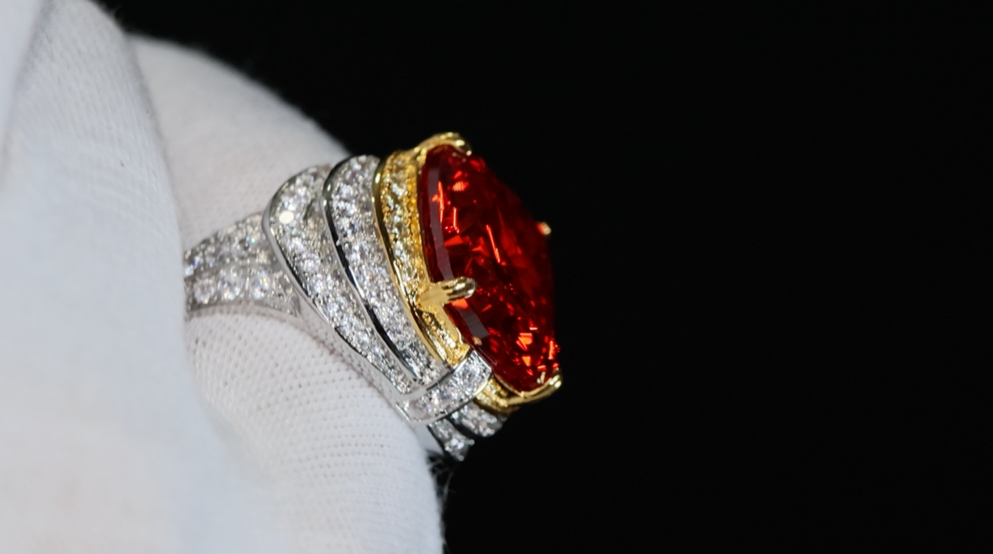 Womens big Red diamond ring