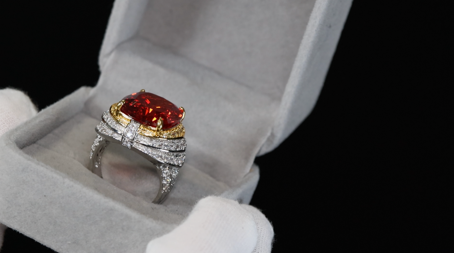 Mens big Red diamond ring