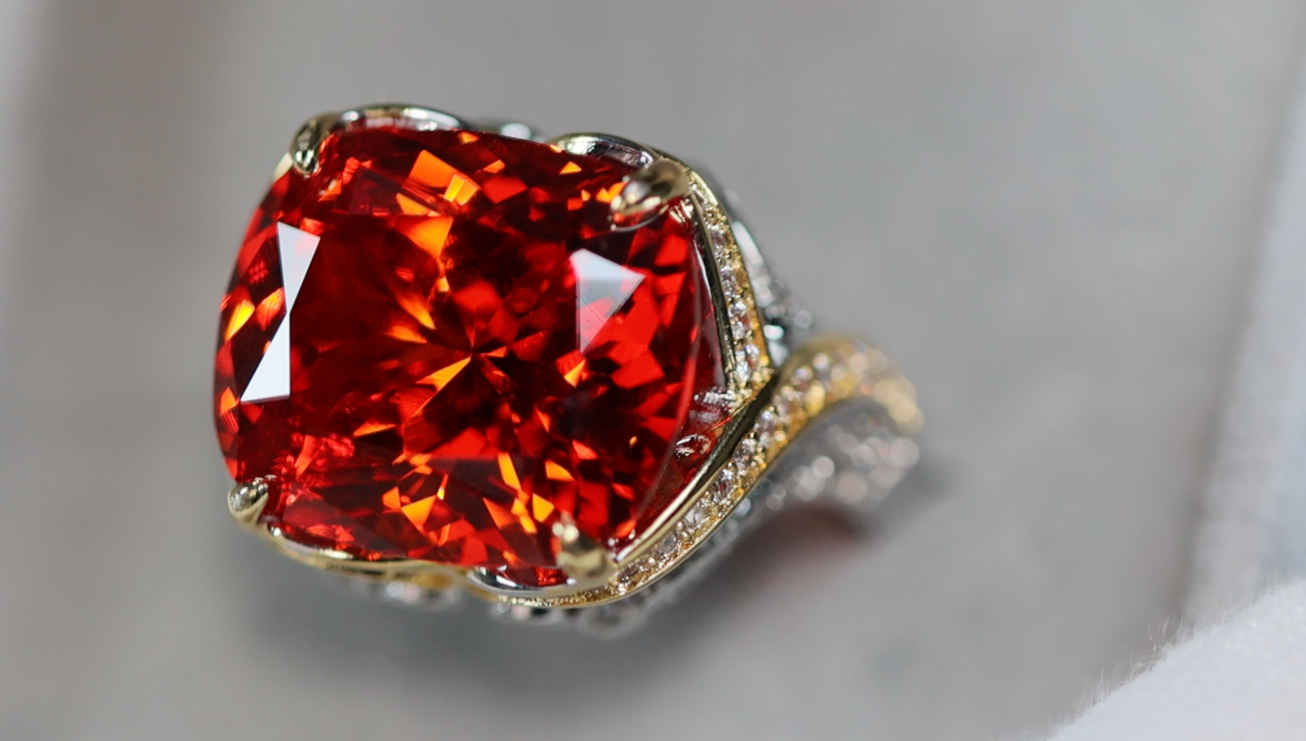 Womens Big Red Diamond Ring