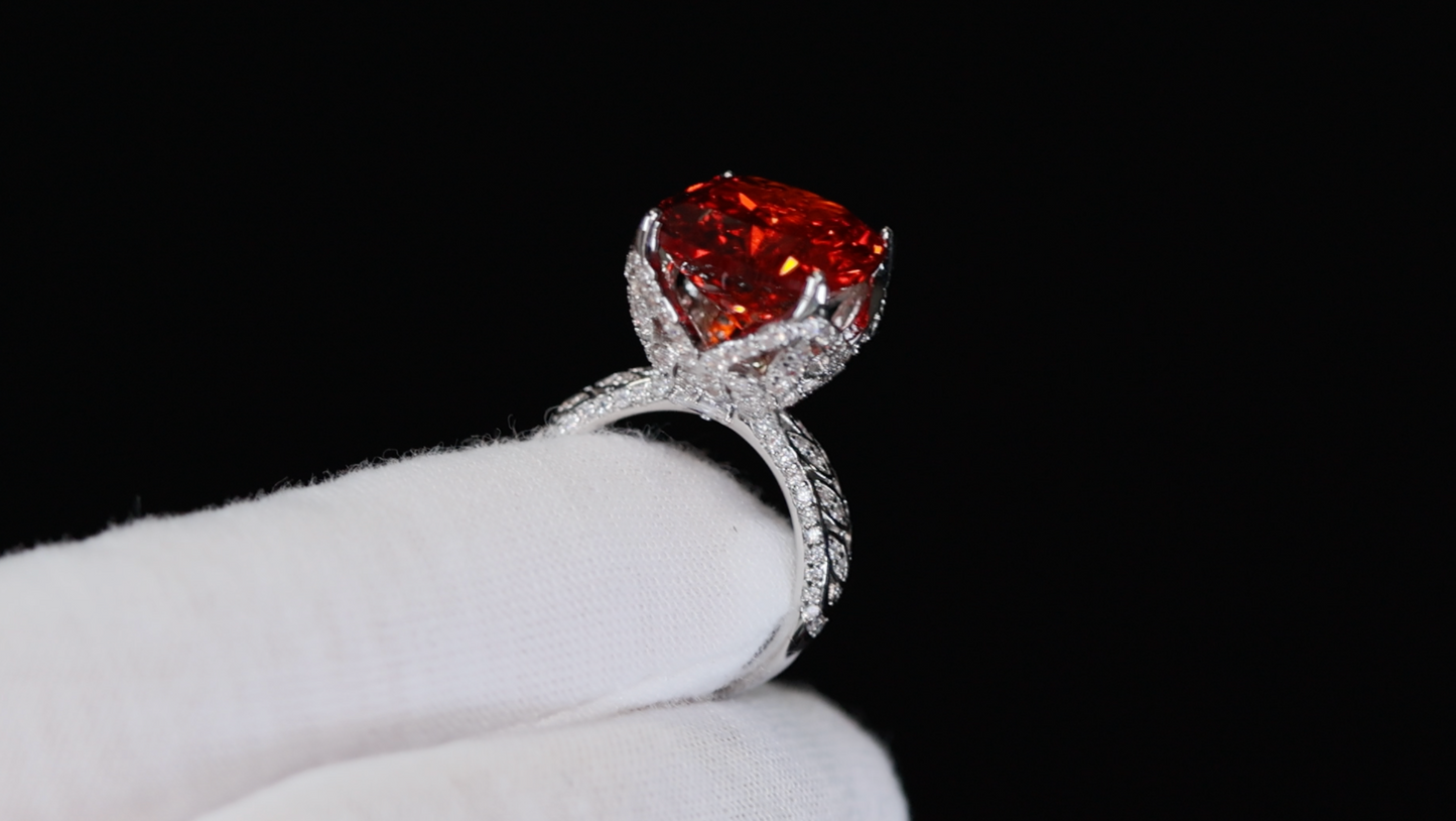 Womens big Red diamond ring