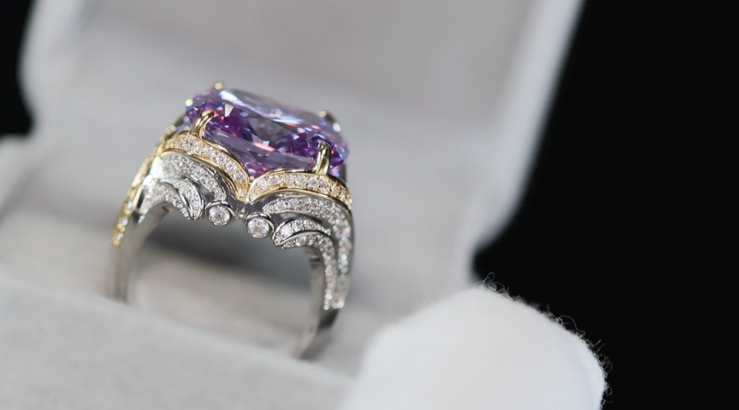 Womens Big Purple Diamond Ring