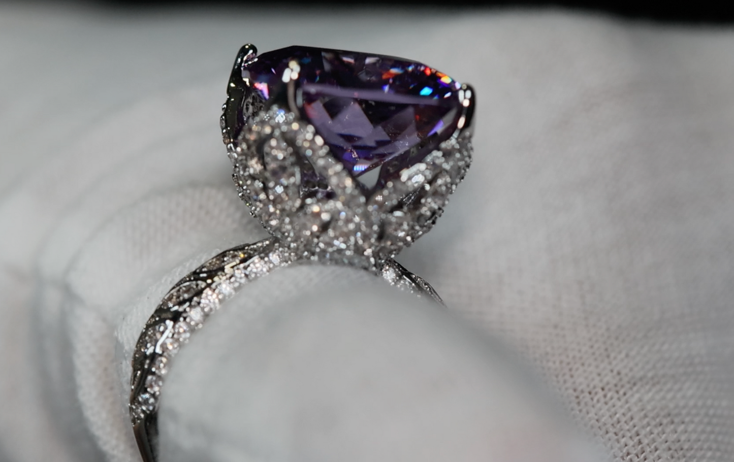 Womens Large Purple Diamond Ring | Womens Big Purple Diamond Ring