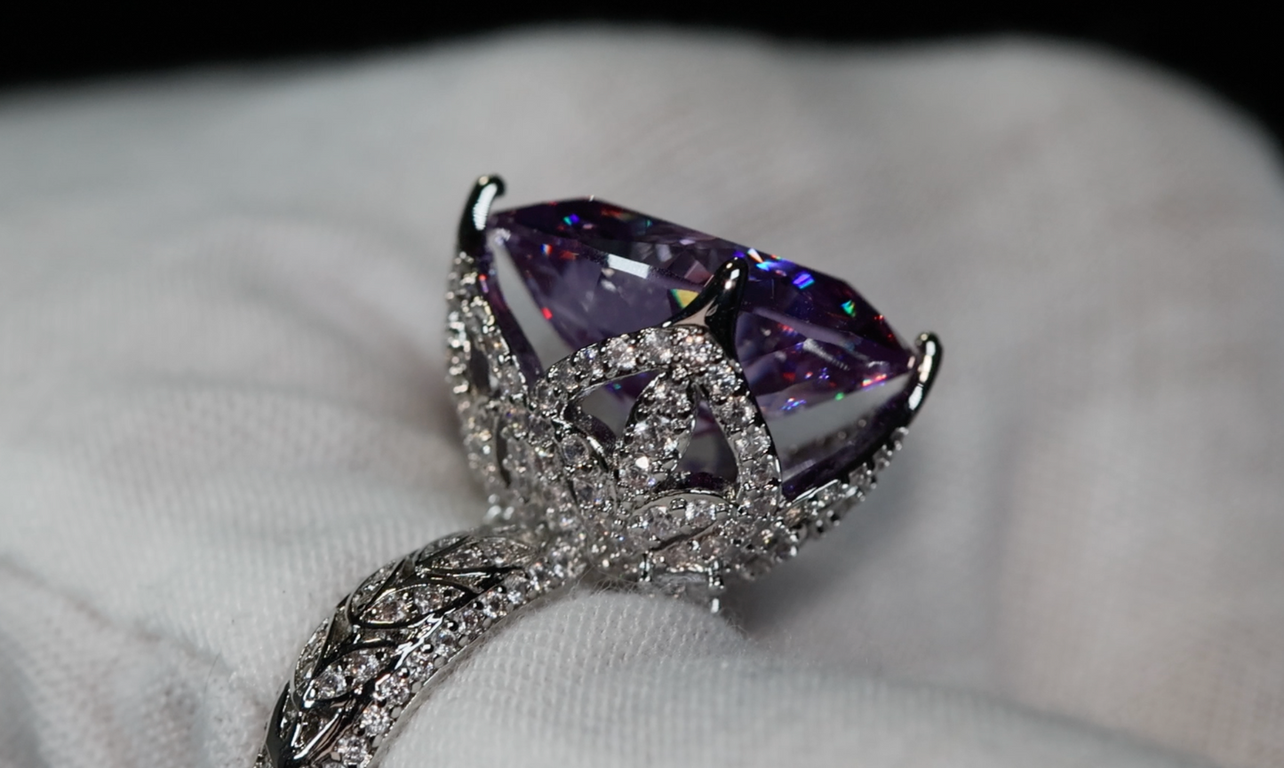 Womens Large Purple Diamond Ring | Womens Big Purple Diamond Ring