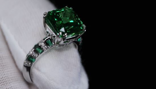 Womens Green Baguette Diamond Ring