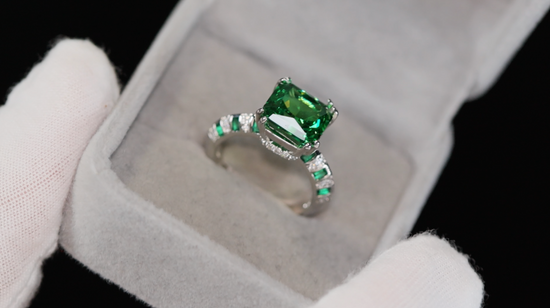 Womens Green Baguette Diamond Ring