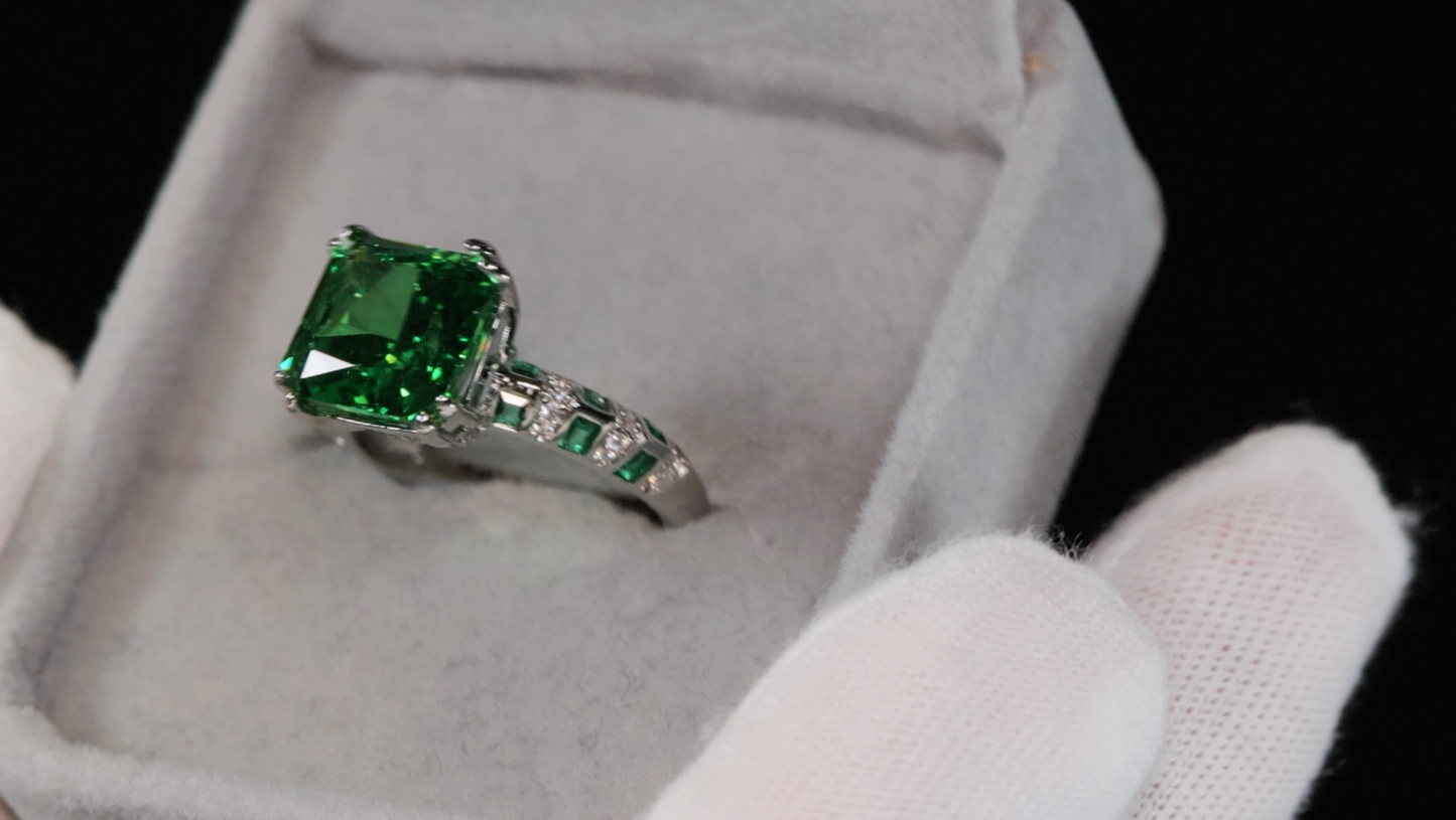 Womens Green Diamond Engagement Ring