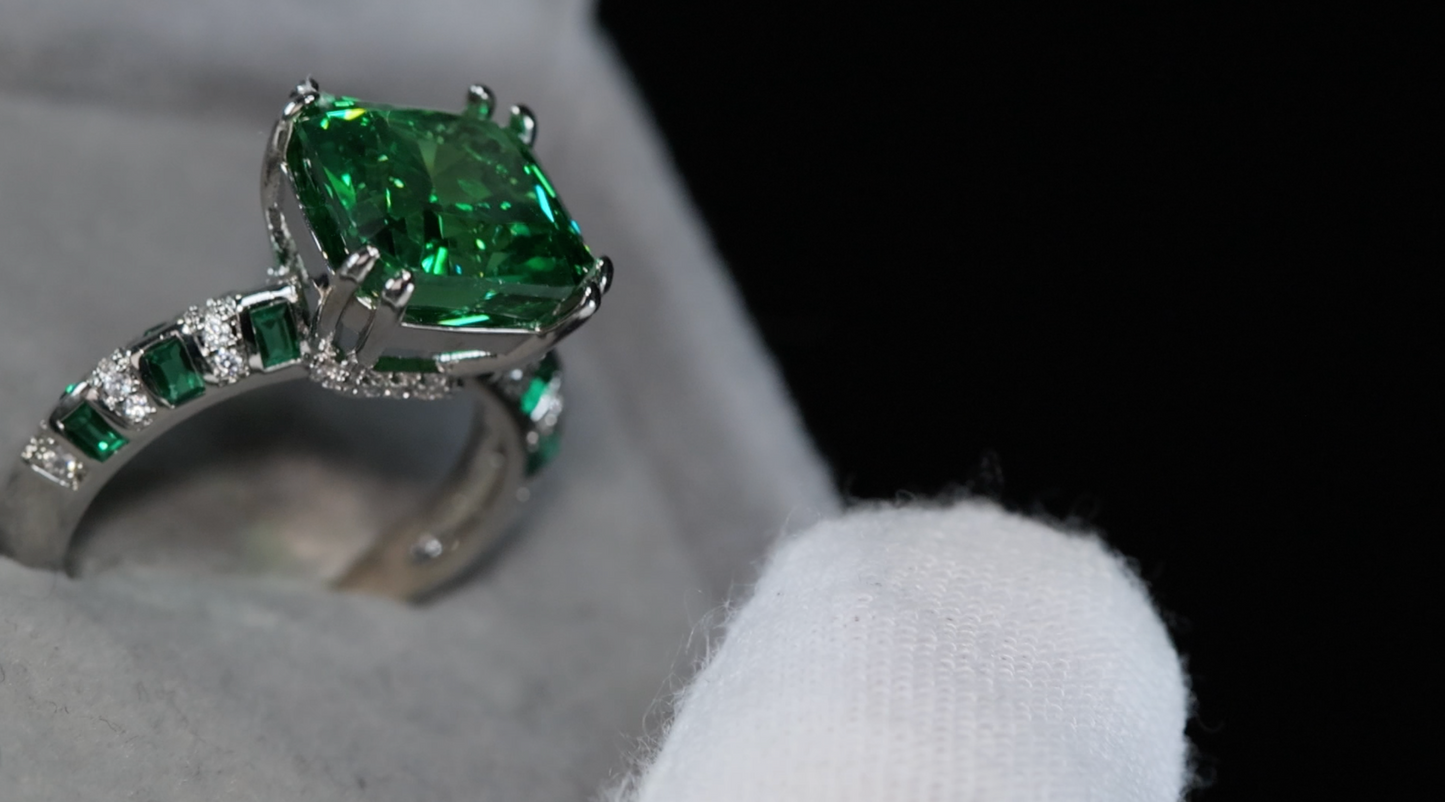 Womens Green Diamond Engagement Ring