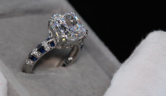 Sapphire Blue Diamond Ring | Crushed Diamond Engagement Ring