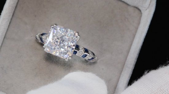 Sapphire Blue Diamond Ring | Crushed Diamond Engagement Ring