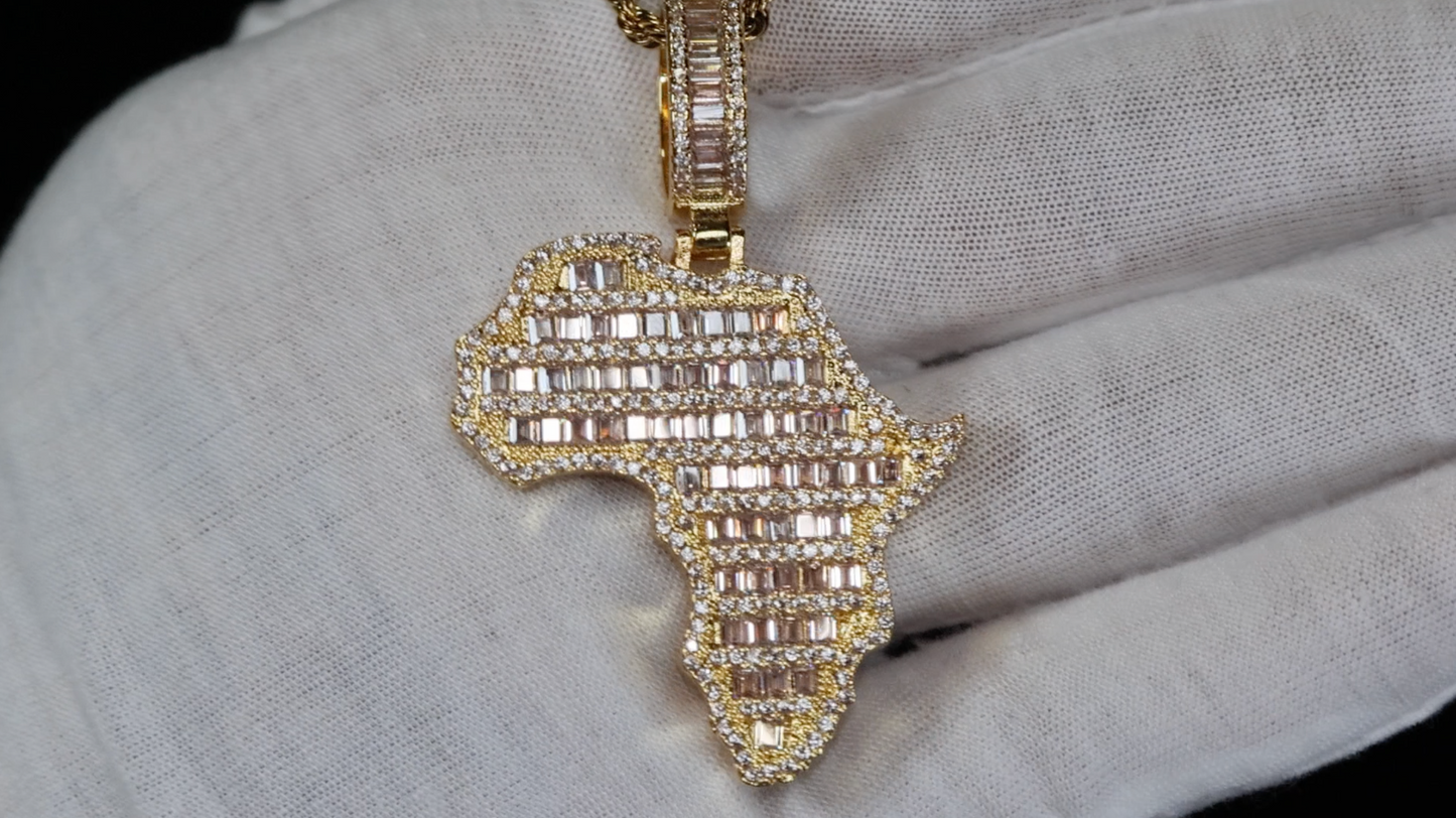 Baguette Diamond Africa Pendant