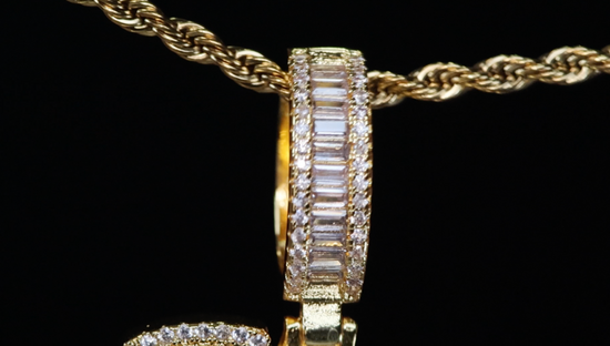 Gold Baguette Diamond Africa Pendant