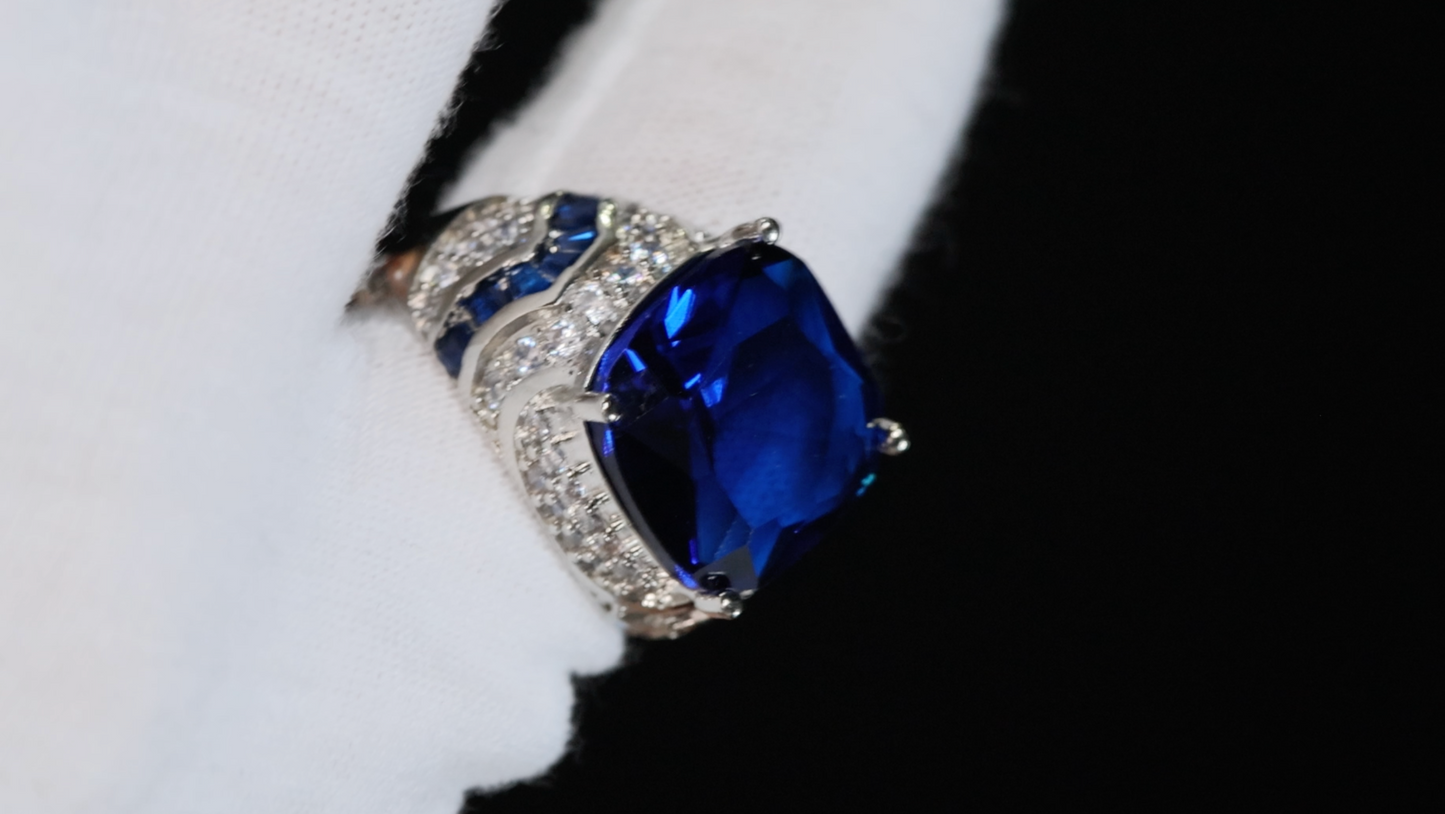 Womens Big Blue Diamond Ring