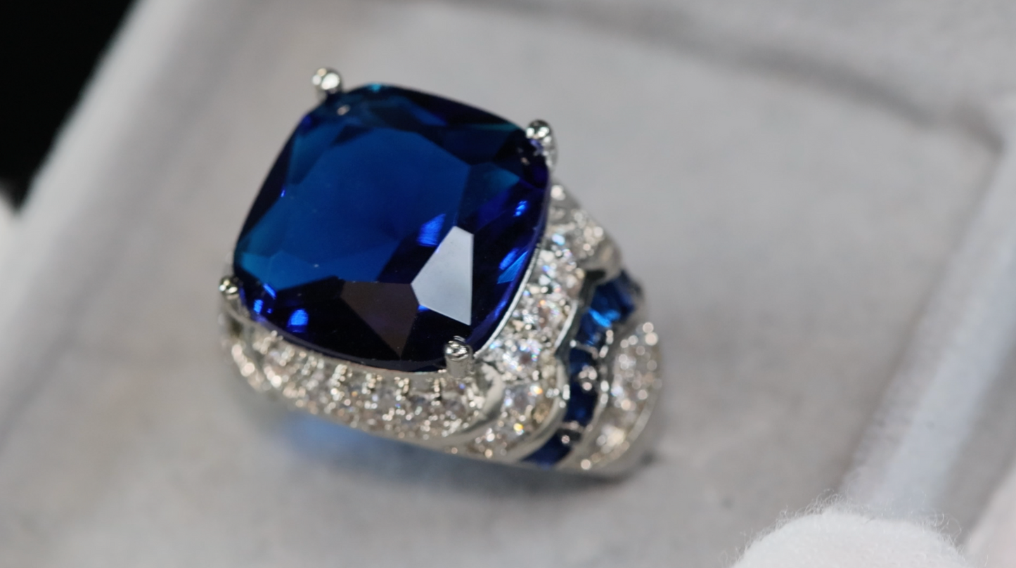 Mens Blue Diamond Ring