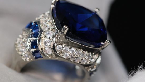 Womens Big Blue Diamond Ring