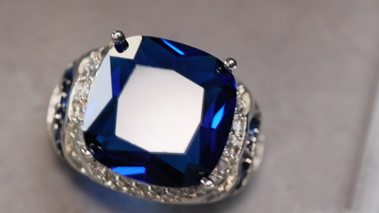 Womens Big Blue Diamond Ring