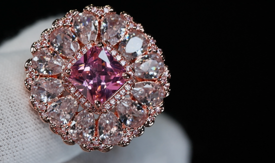 Pink Flower Diamond Ring