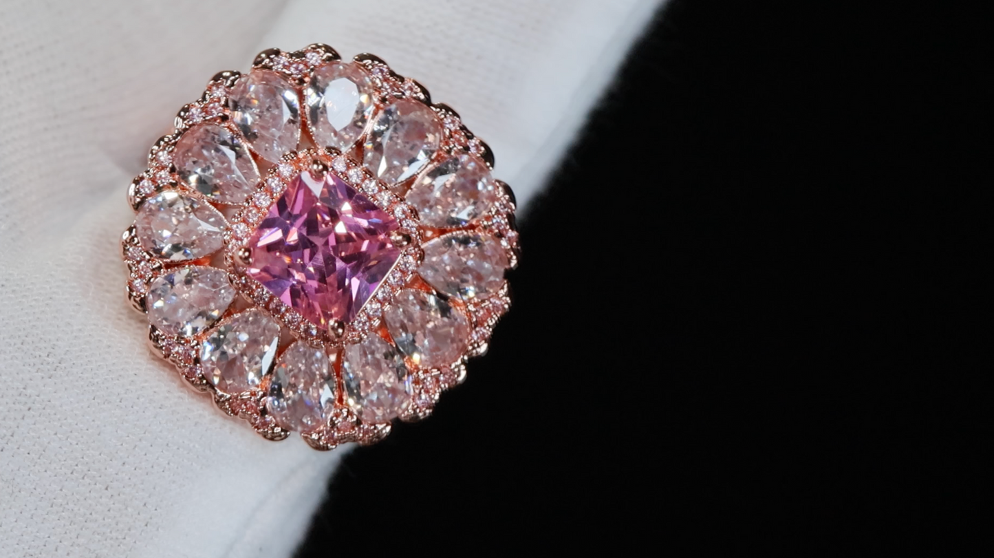 Rose Gold Flower Diamond Ring