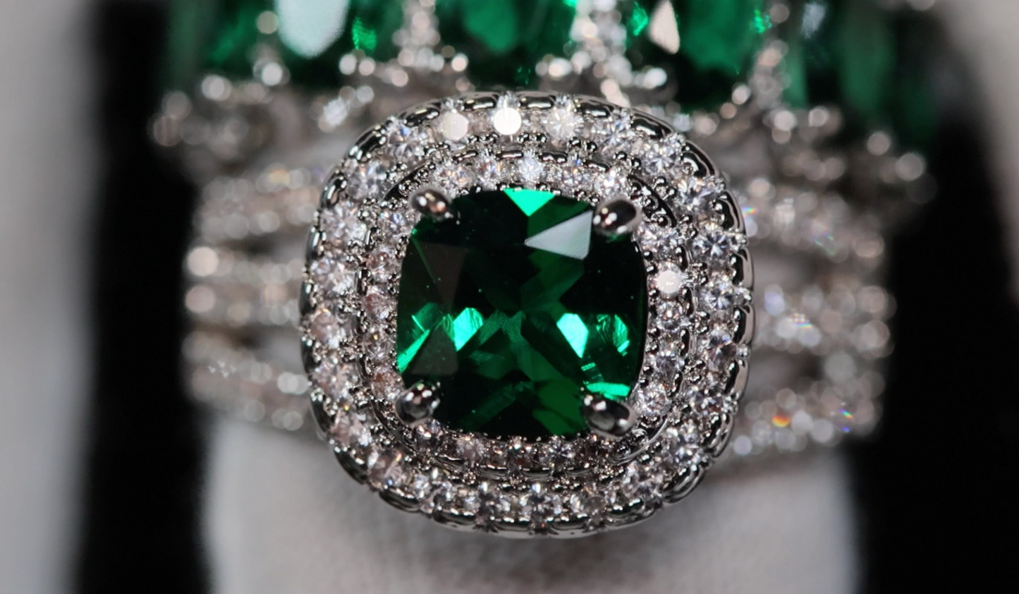 Womens Green Diamond Ring