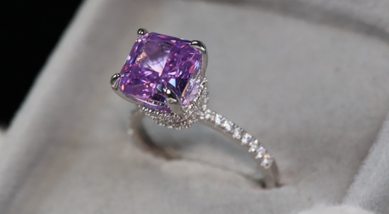 Silver Purple Diamond Ring