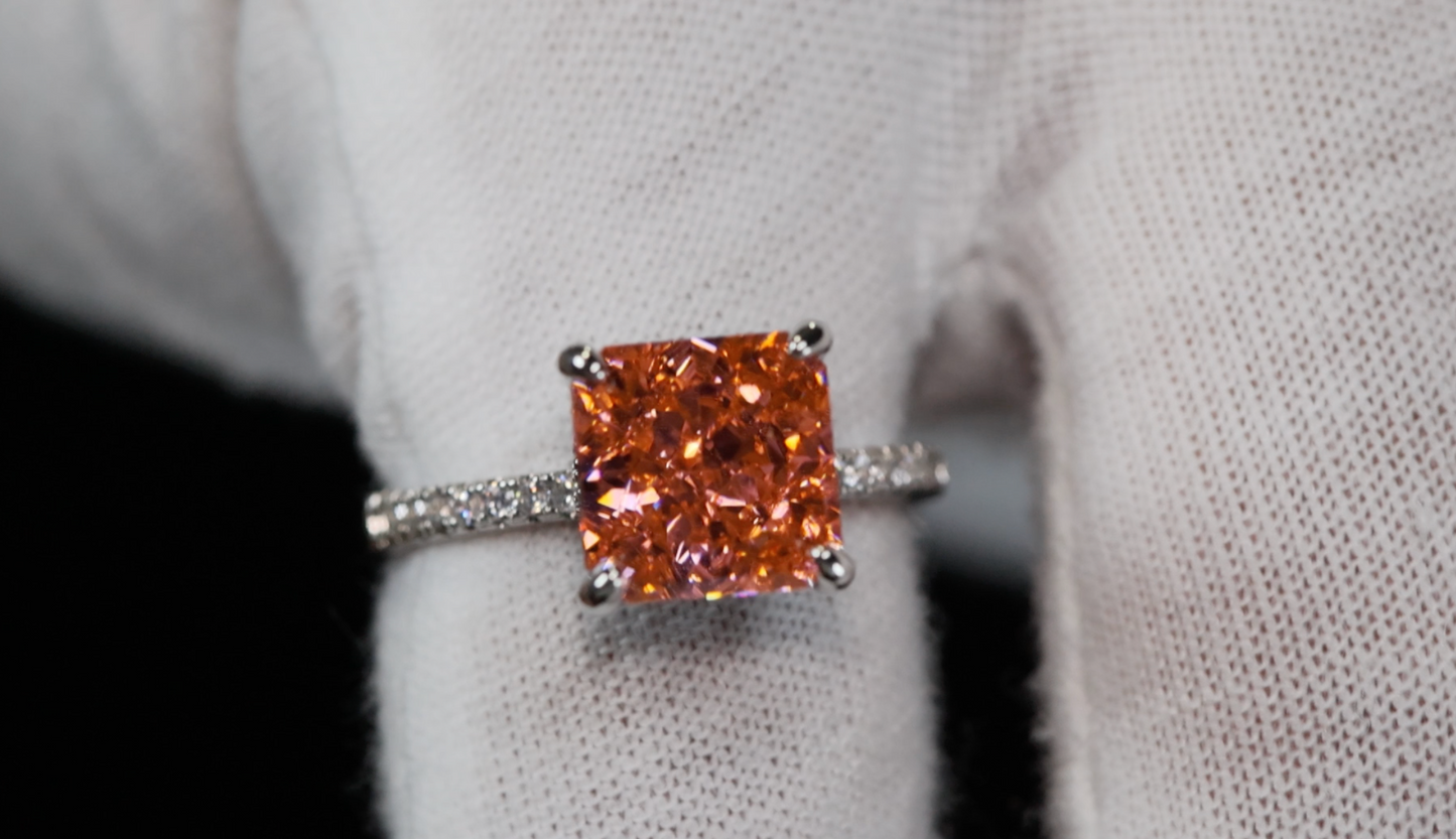 Peach Diamond Ring | Pink Champagne Diamond Engagement Ring