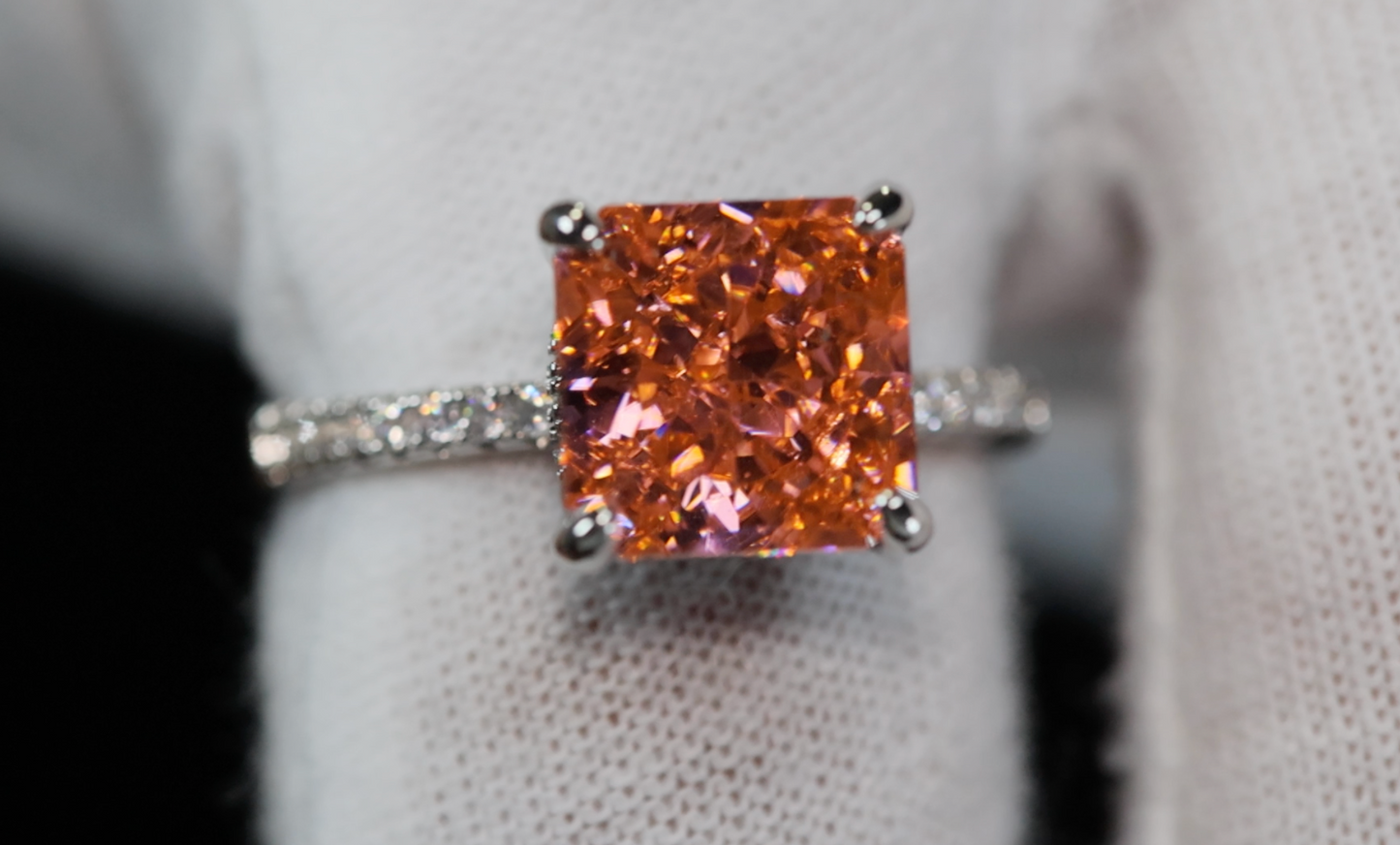 Peach Diamond Ring | Pink Champagne Diamond Engagement Ring