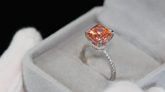 Peach Diamond Ring | Pink Champagne Diamond Engagement Ring