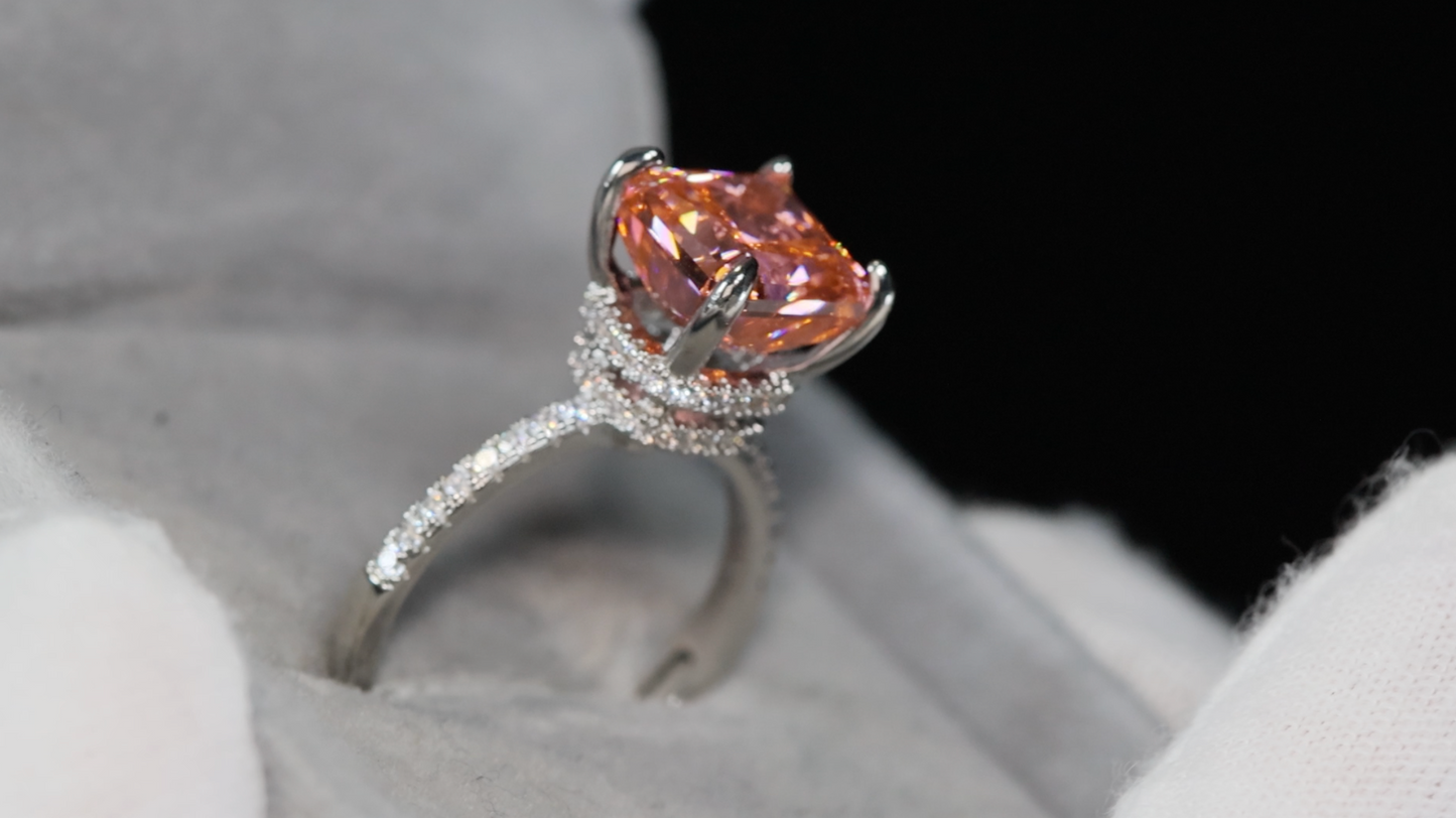 Peach Diamond Ring | Pink Champagne Diamond Engagement Ring