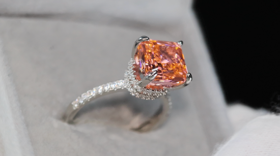 Peach Diamond Ring | Pink Champagne Diamond Engagement Ring