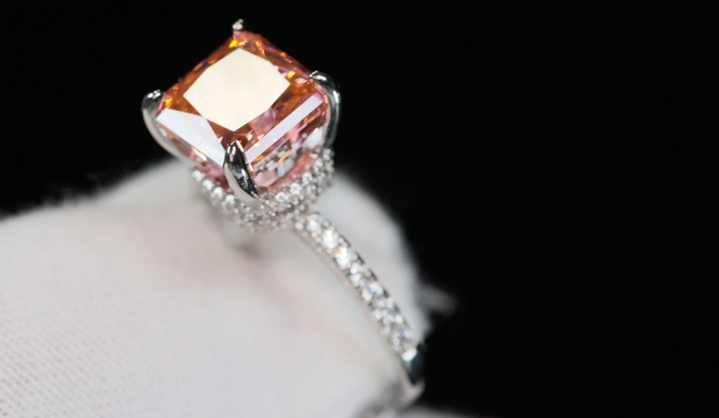 Peach Diamond Ring | Pink Champagne Diamond Engagement Ring