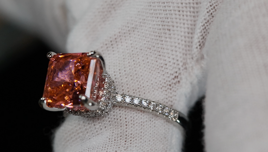 Peach Diamond Ring | Pink Champagne Diamond Engagement Ring