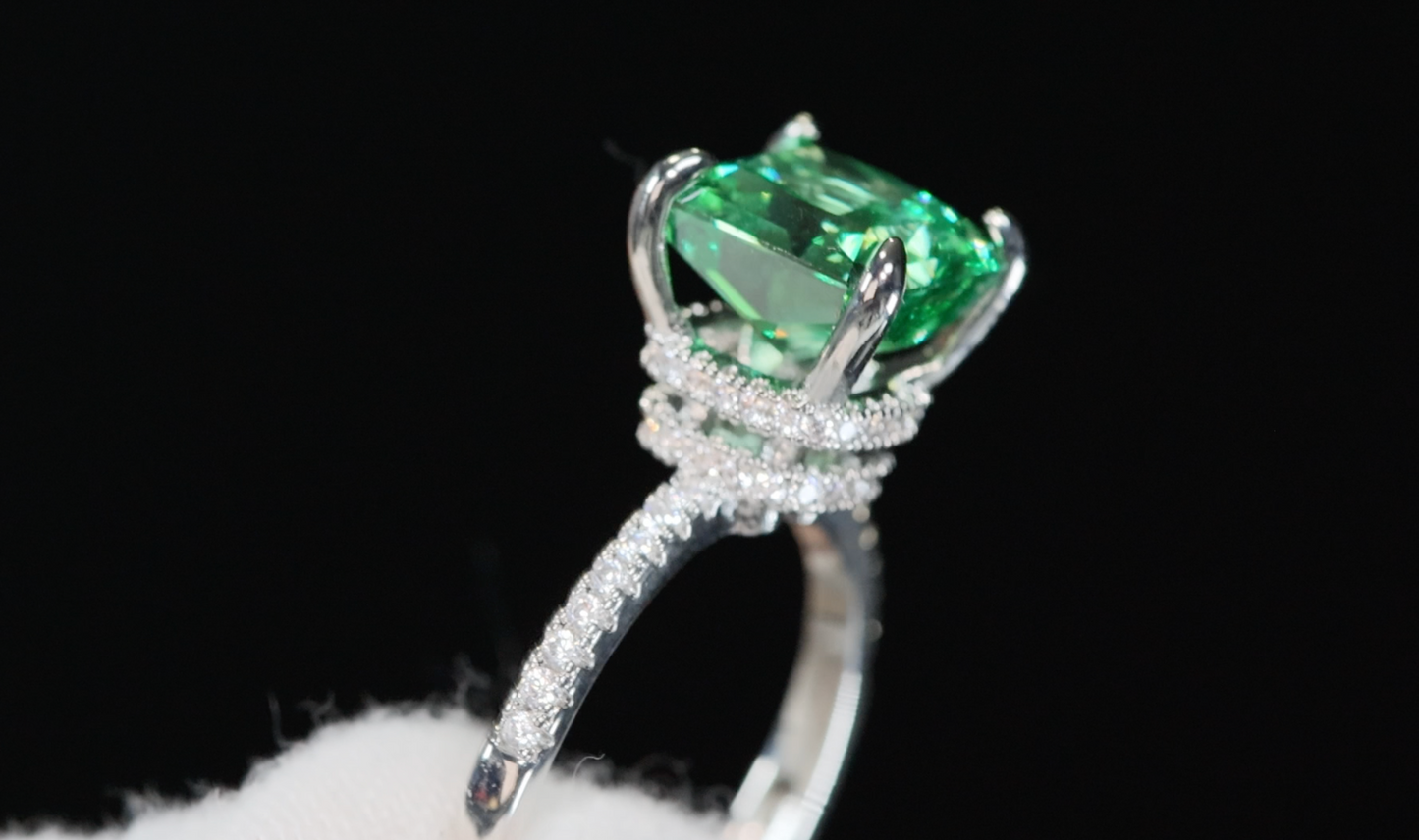 Womens Green Diamond Ring