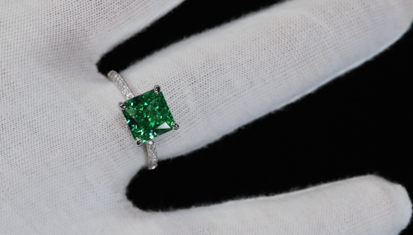 Womens Green Diamond Ring