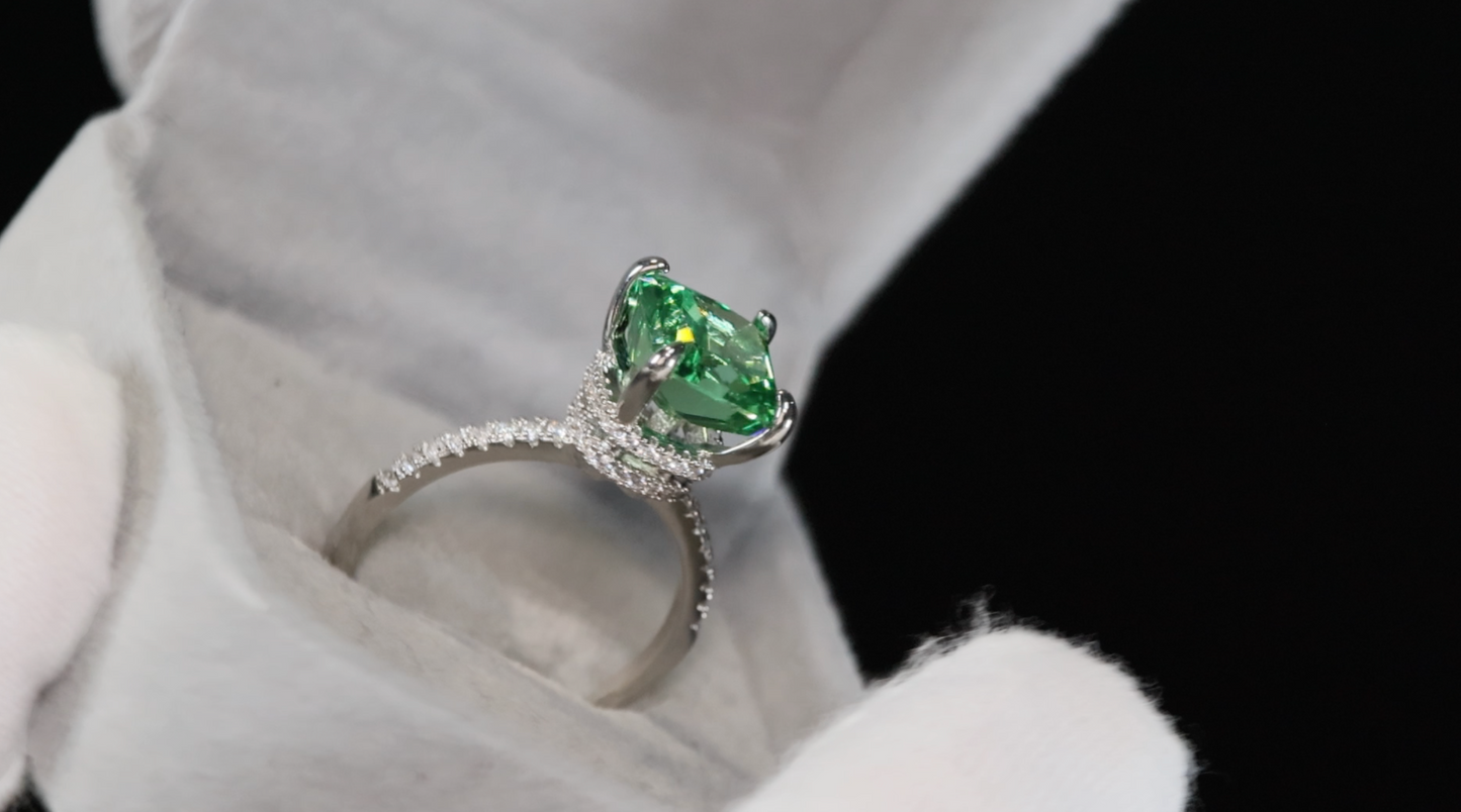 Womens Green Diamond Ring