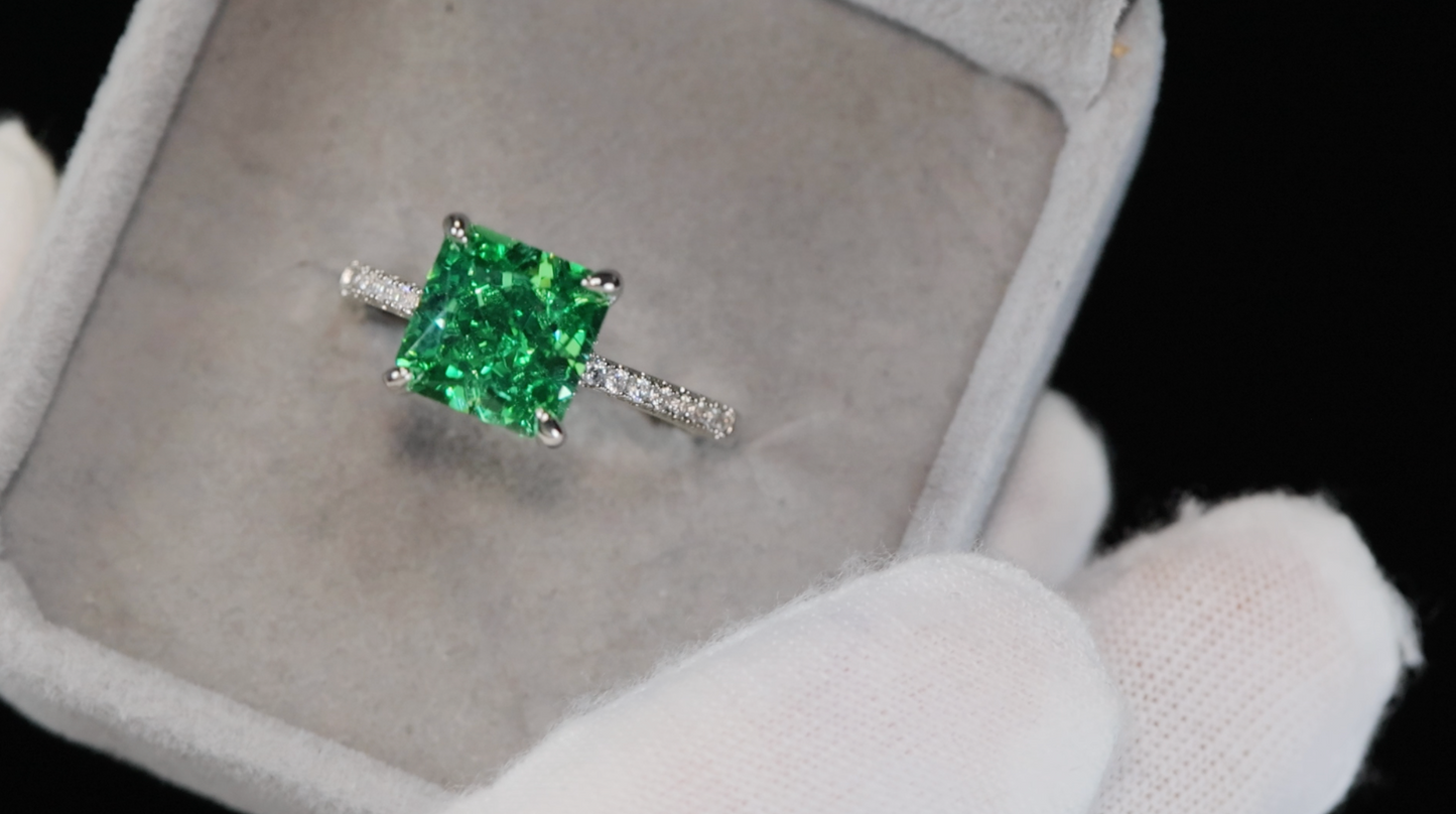 Womens Green Diamond Ring