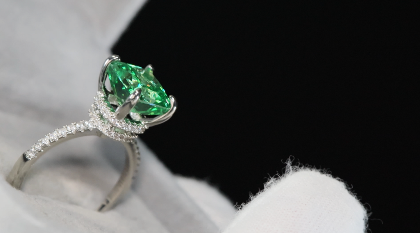 Womens Green Diamond Ring