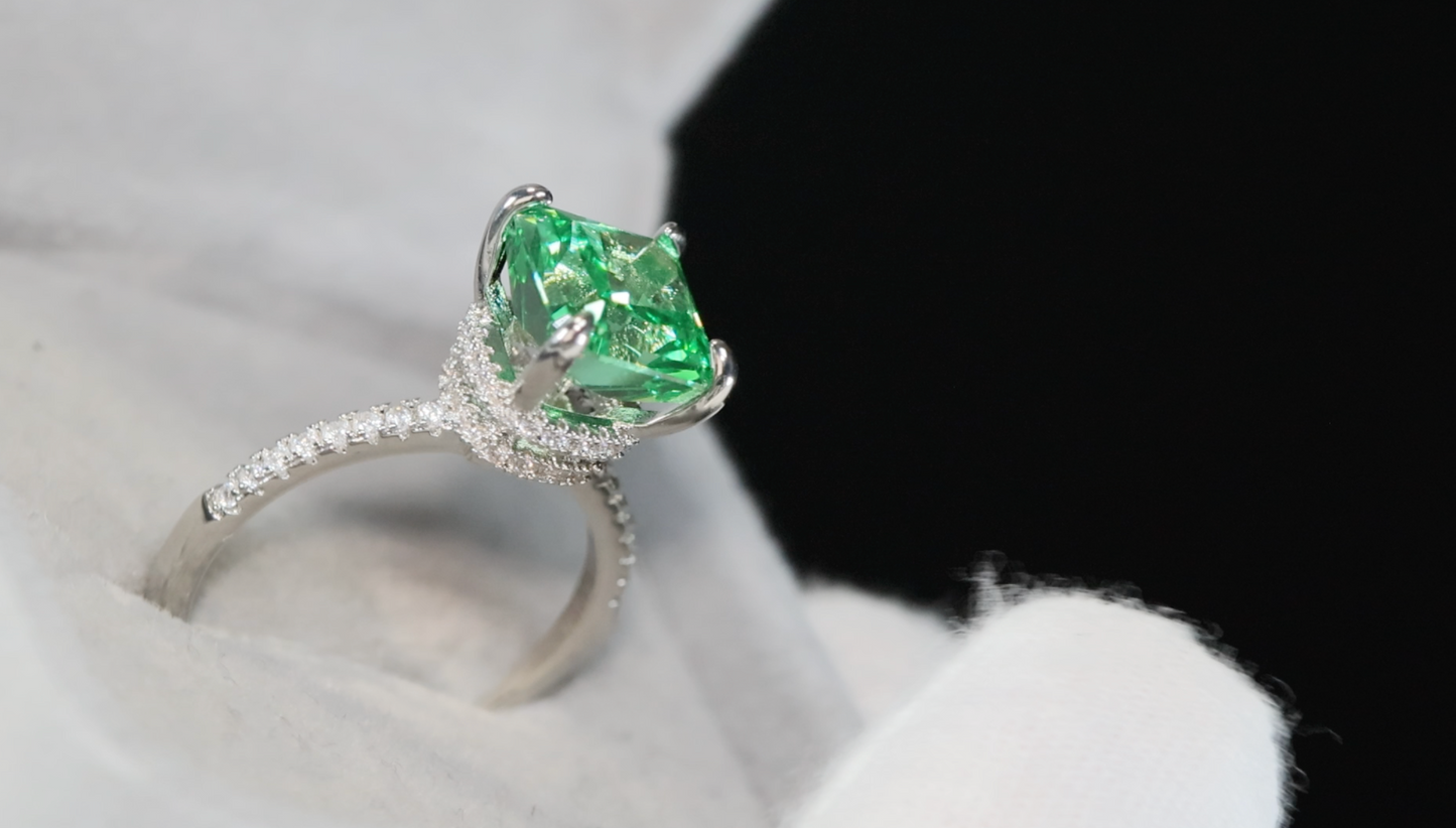 Womens Green Diamond Ring