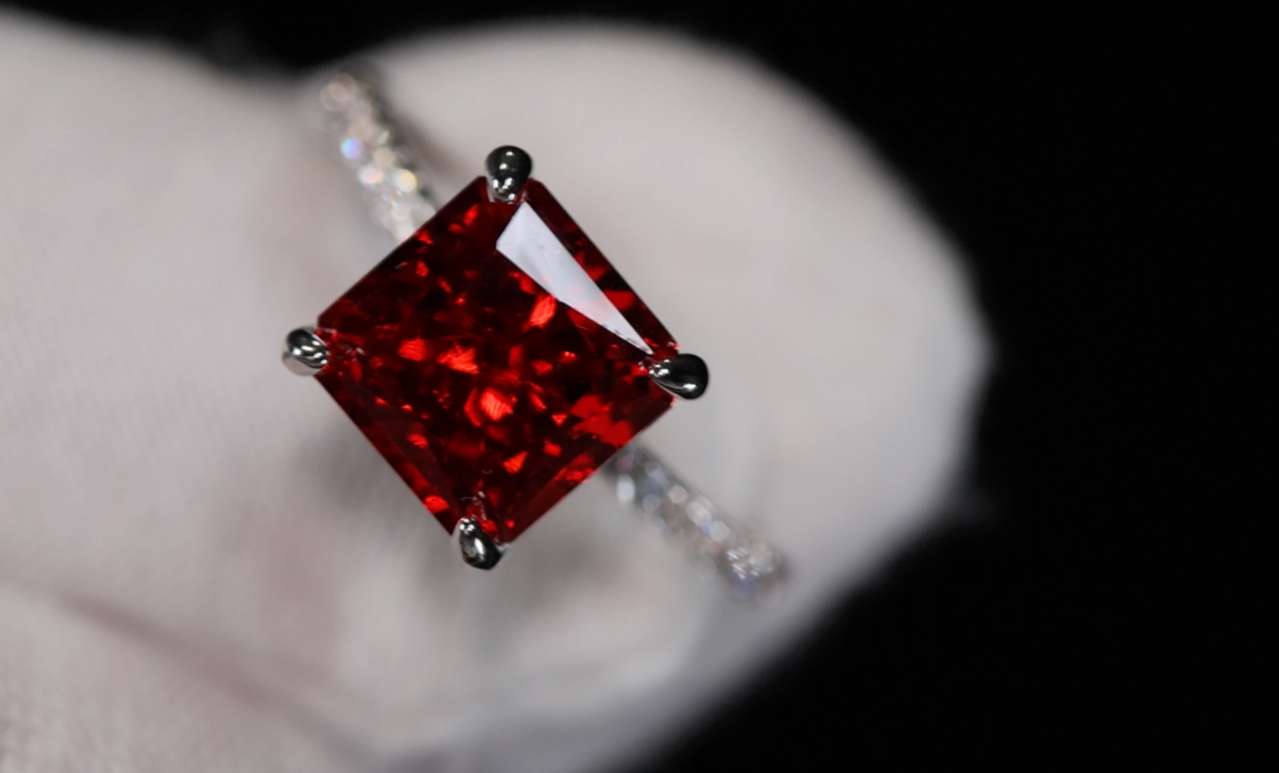 Red Lab Grown Diamond Ring