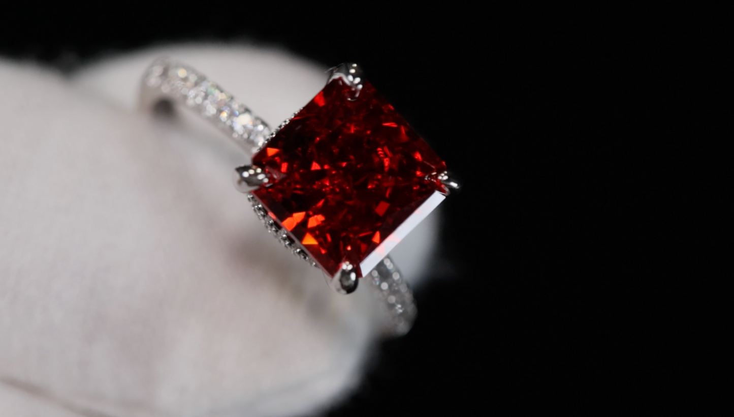 Red Lab Grown Diamond Ring