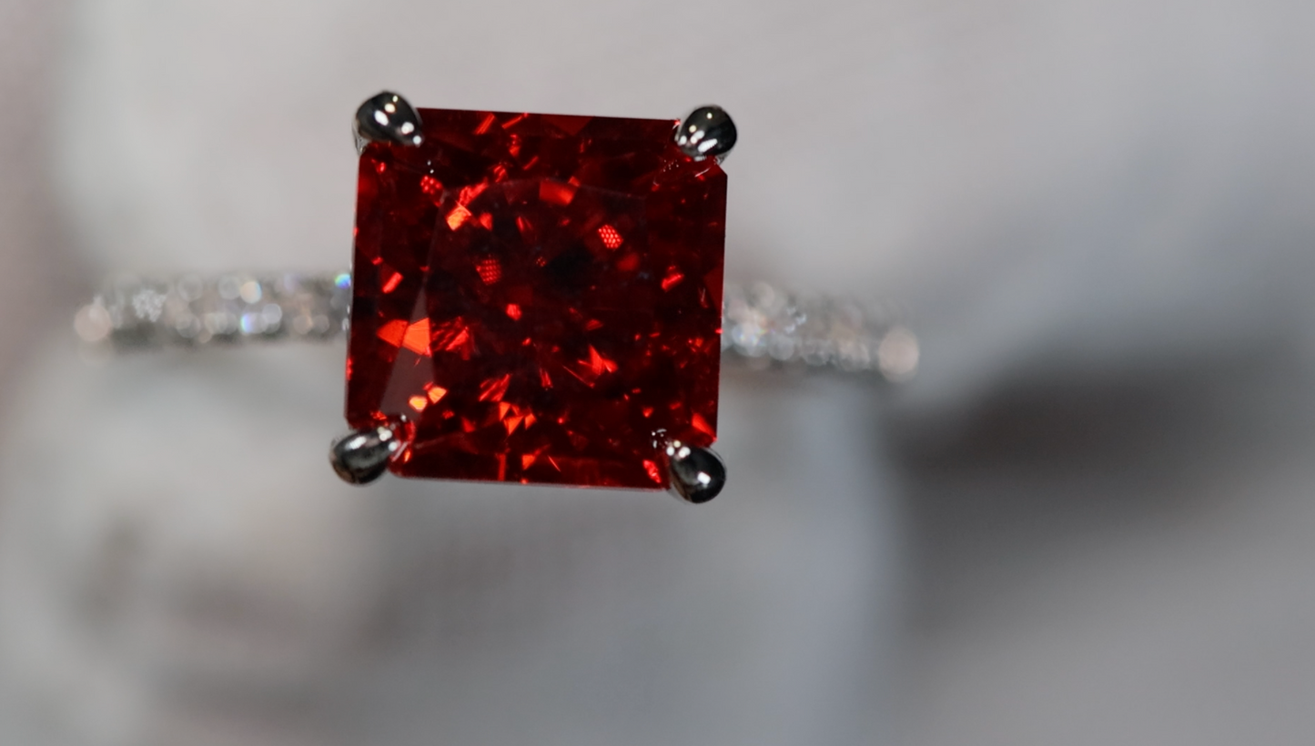 Red Lab Grown Diamond Ring