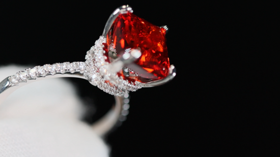 Womens Silver Red Diamond Ring