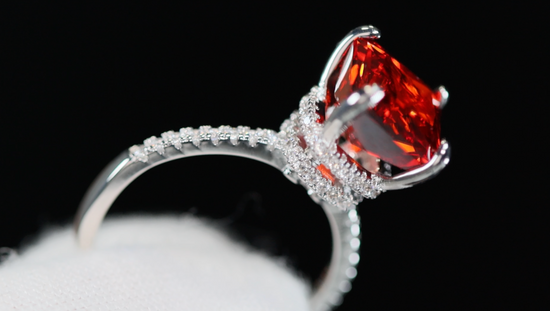 Womens Silver Red Diamond Ring