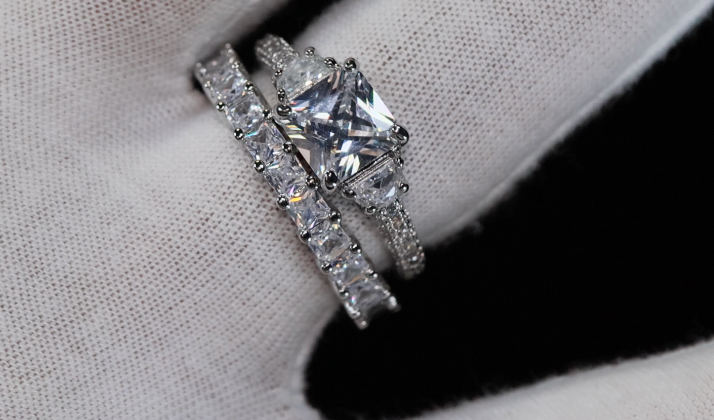 Princess Cut Engagement Ring Set