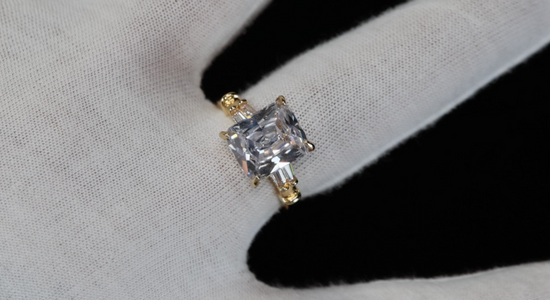 Womens Gold Rectangle Diamond Ring