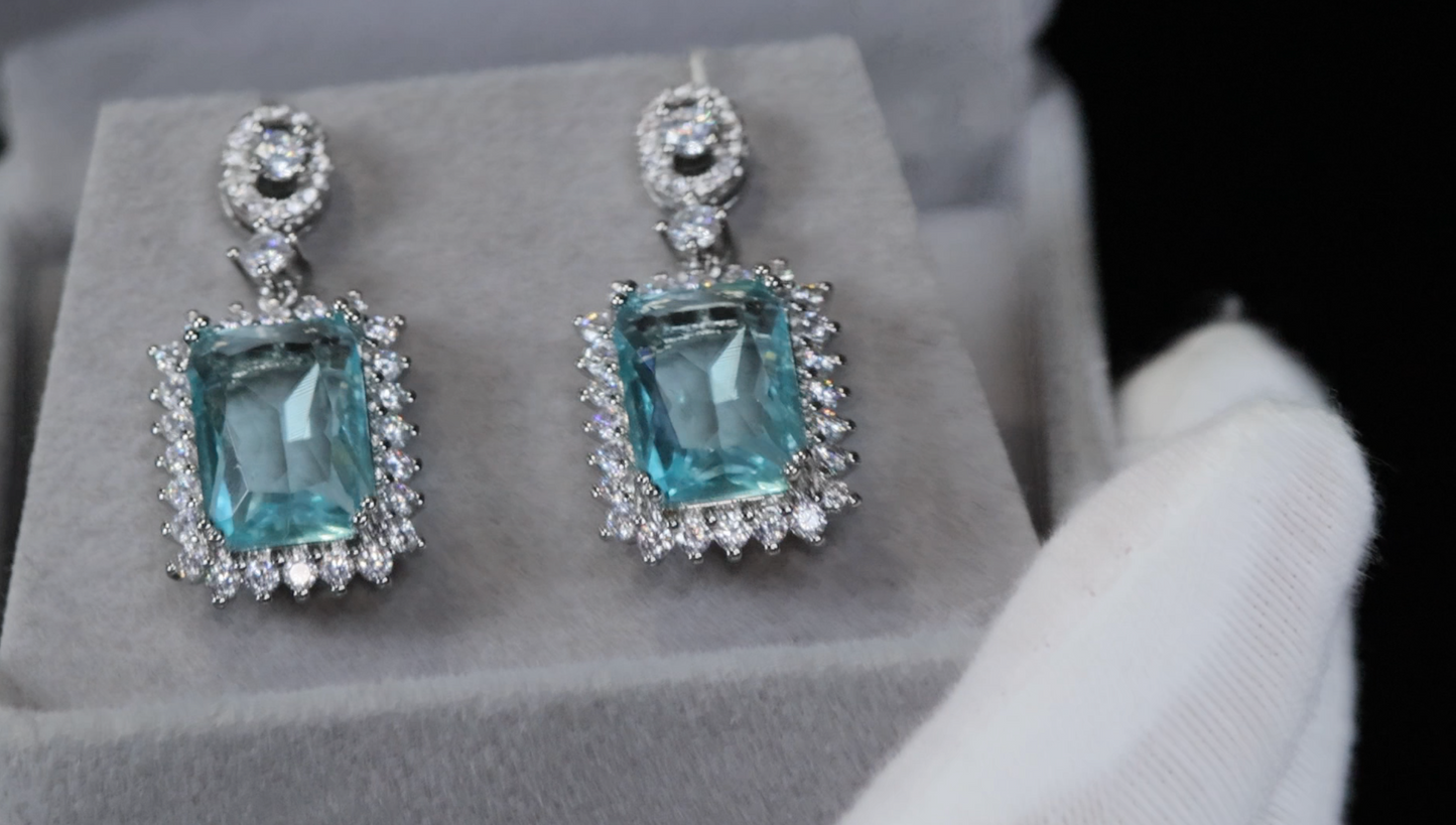 Womens blue diamond earrings