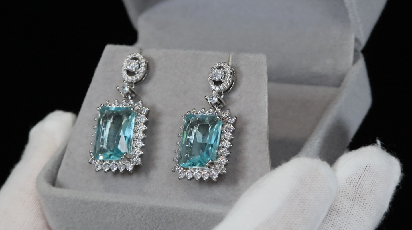 Womens blue diamond earrings