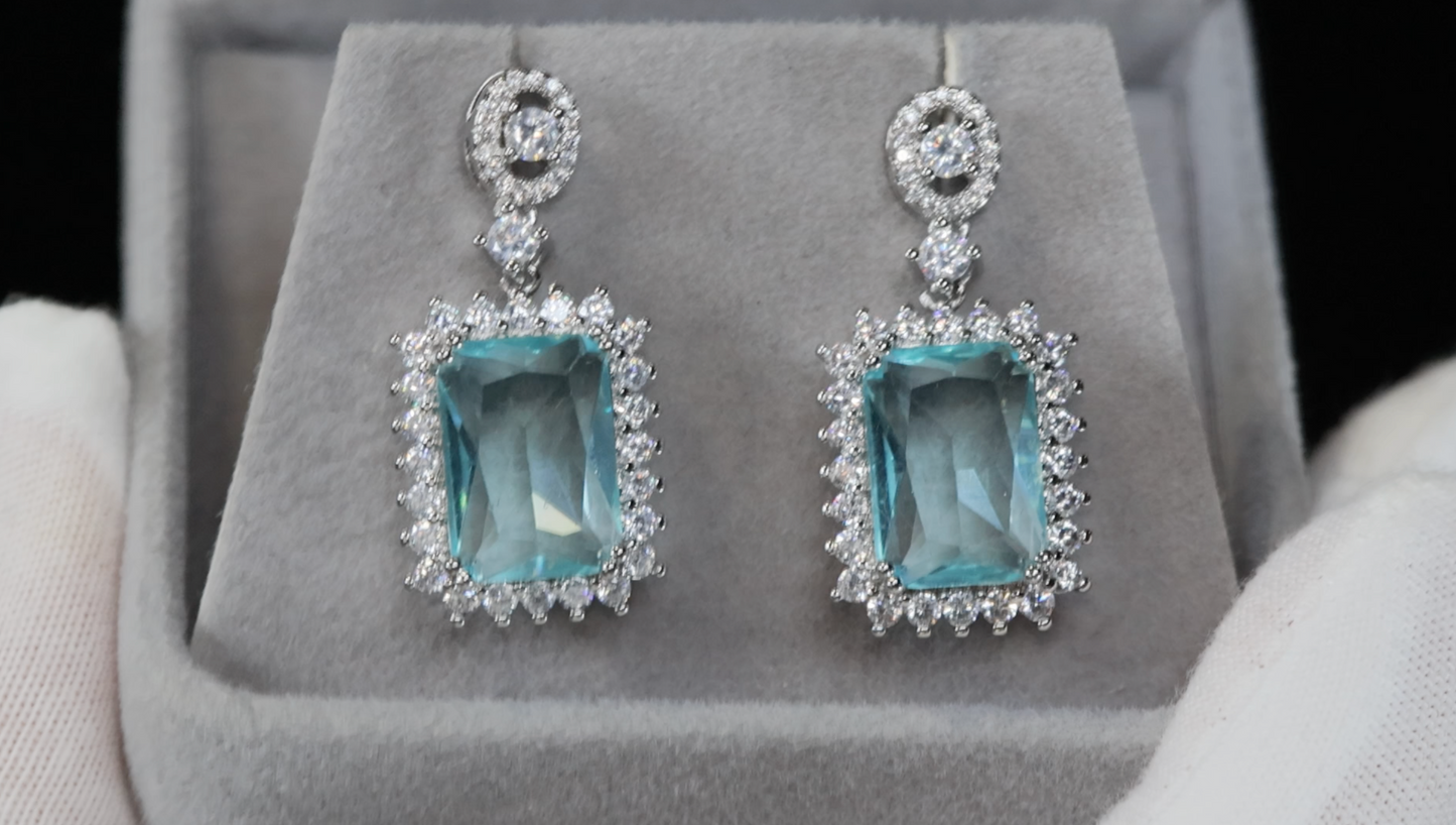 Womens blue diamond earrings