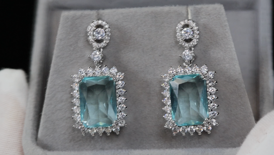 Womens blue diamond earrings