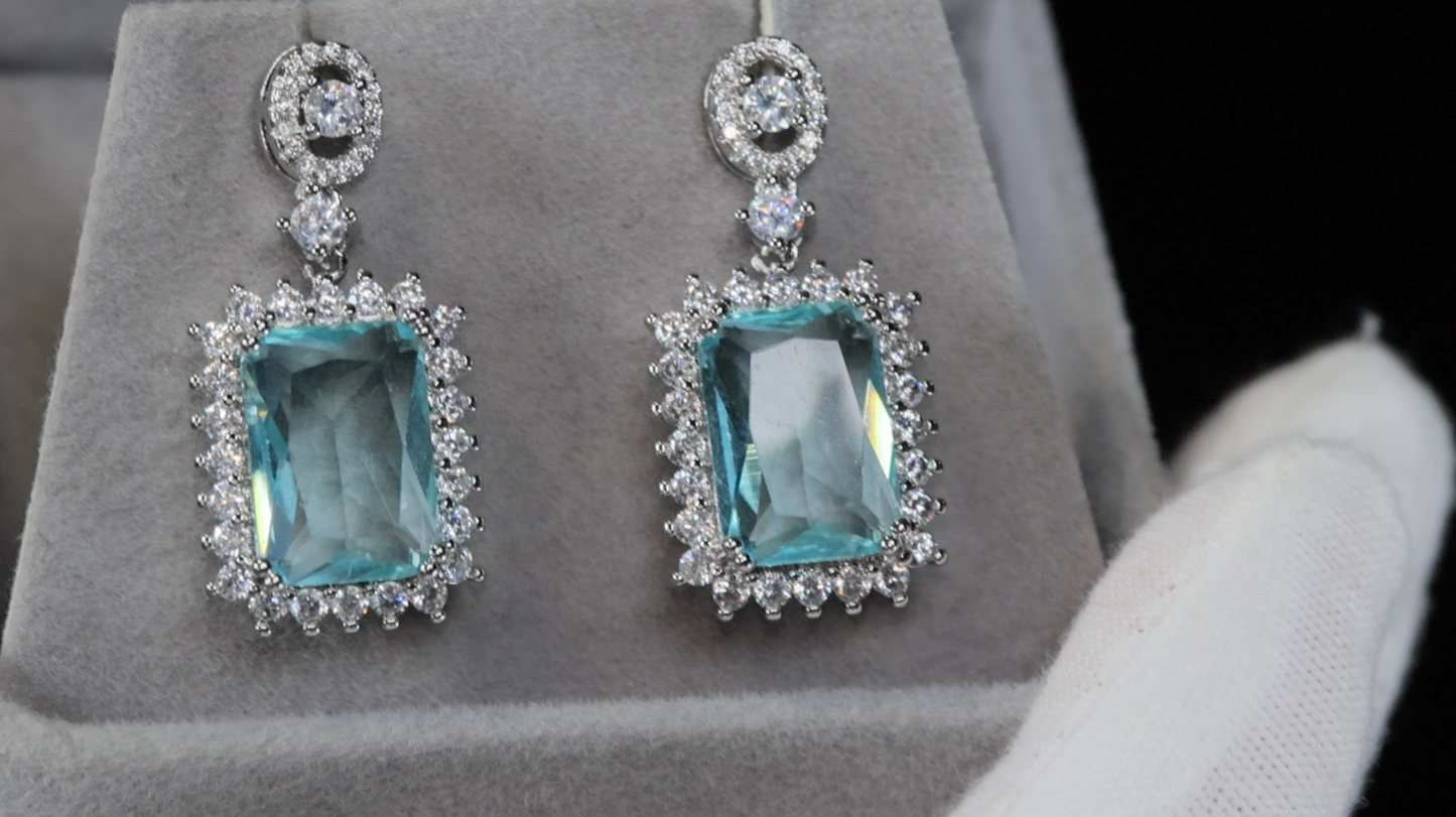 Womens blue diamond earrings