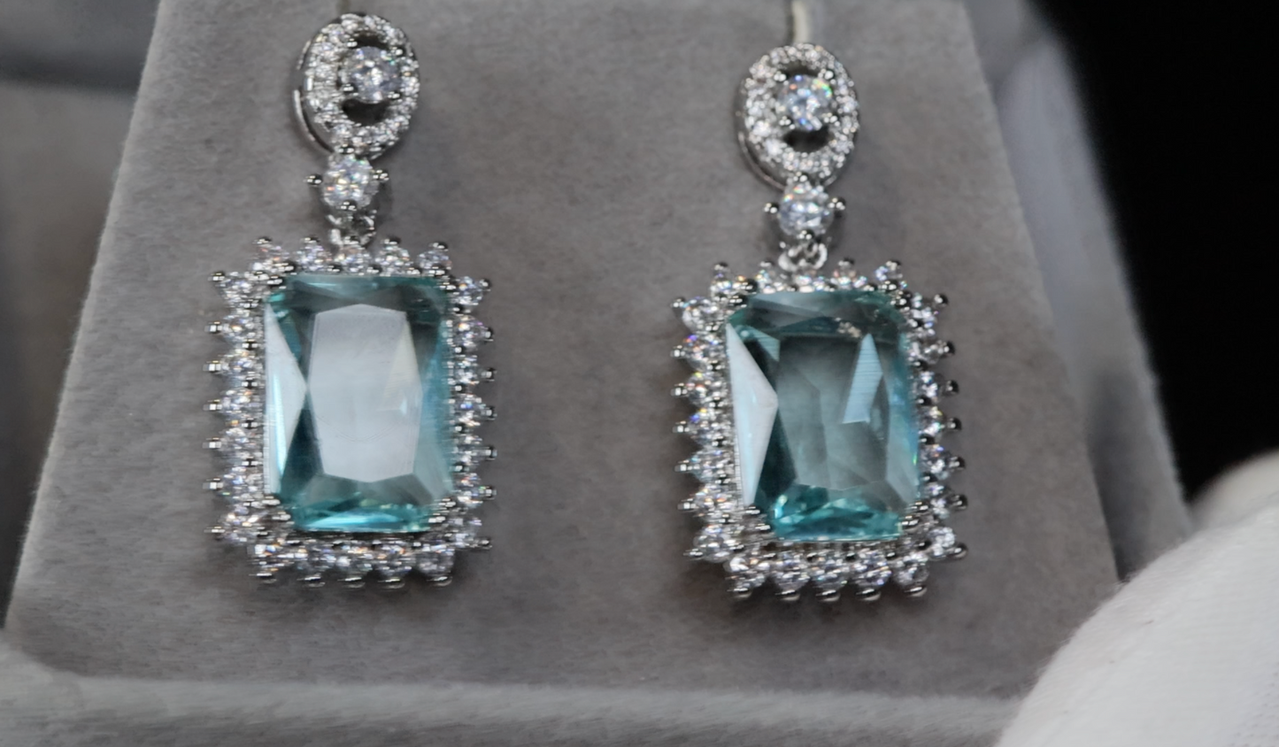 Womens blue diamond earrings