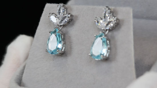 Blue Pear Cut Diamond Earrings